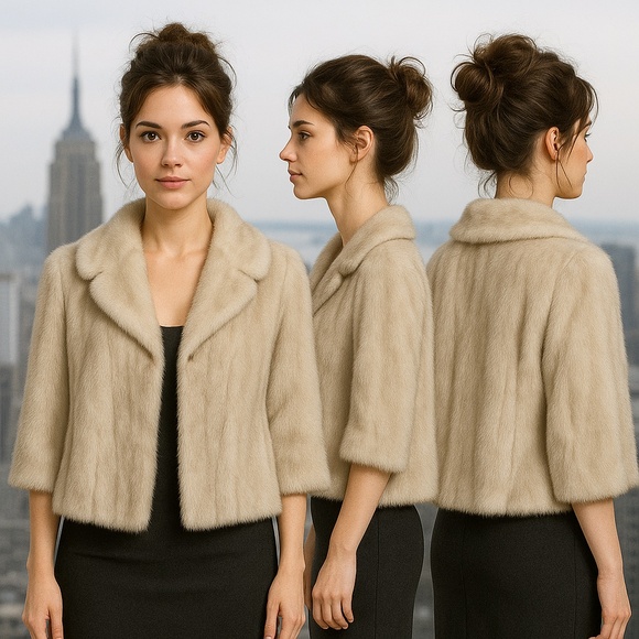 Luxuriuos Genuine Blonde Mink Fur Jacket Swing Coat Women's Size Large - Picture 11 of 12